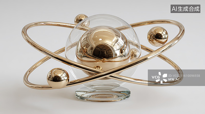 【AI数字艺术】金属原子模型摆件图片素材