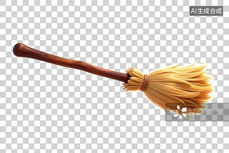 【AI数字艺术】卡通风格，一把飞天扫帚PNG格式的免扣元素图片素材