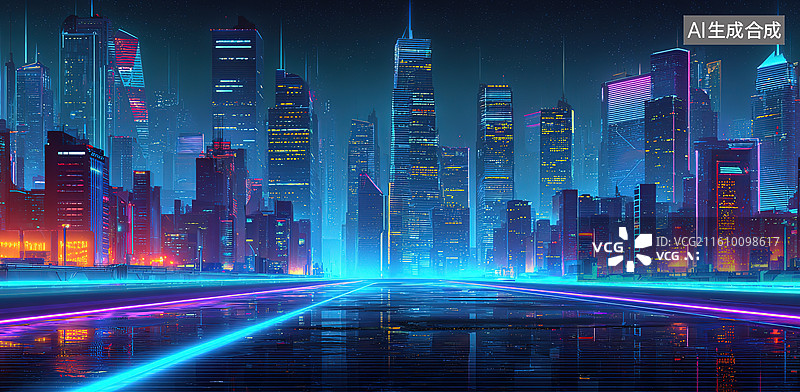 【AI数字艺术】霓虹都市夜景图片素材