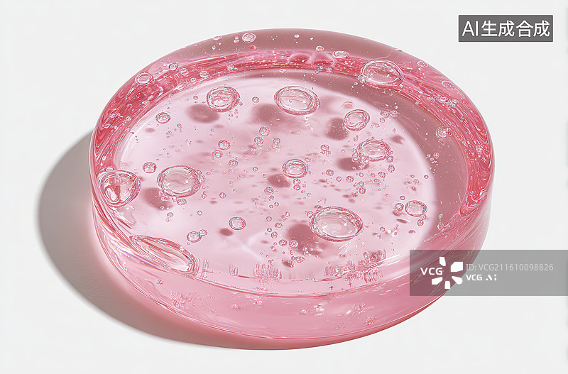 【AI数字艺术】粉色透明凝胶中的气泡图片素材