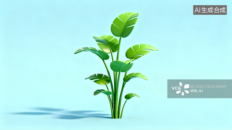 【AI数字艺术】3D龟背竹绿植插画图片素材