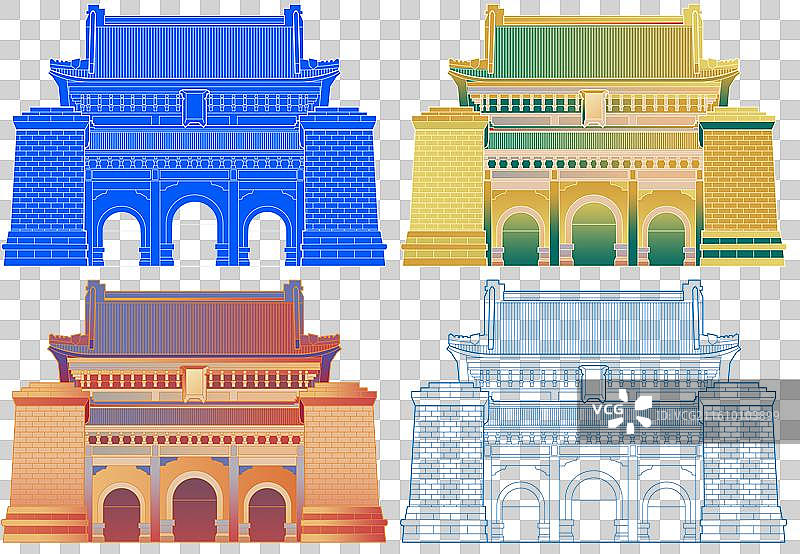 南京中山陵城市风光国潮风扁平风图片素材