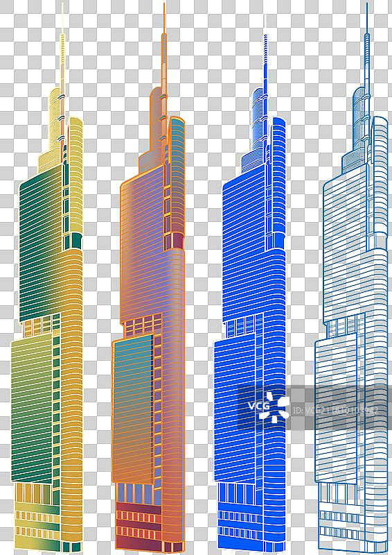 南京紫峰大厦城市风光国潮风扁平风图片素材
