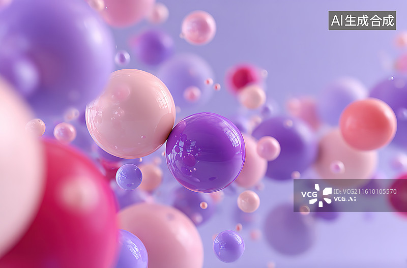 【AI数字艺术】彩色球体悬浮动态场景图片素材