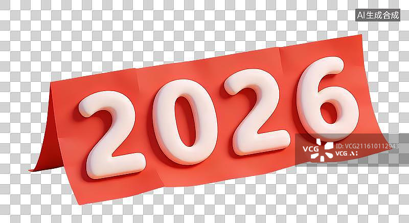 【AI数字艺术】2026红色卷轴新年设计图片素材