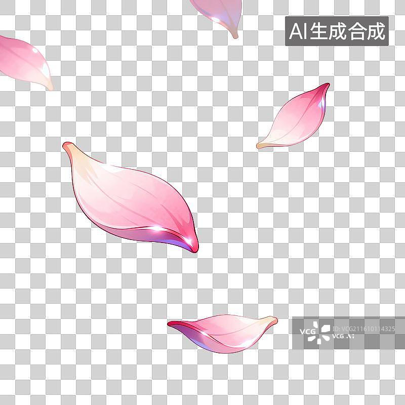 【AI数字艺术】国风手绘插画，纷飞的粉色花瓣，桃花，情人节，七夕节，春天，传统图案花纹，免抠素材图片素材