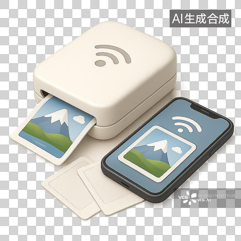 【AI数字艺术】手机照片打印机图片素材