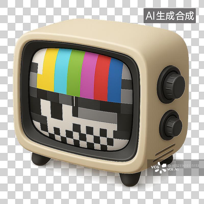 【AI数字艺术】复古老式电视机调试画面图片素材