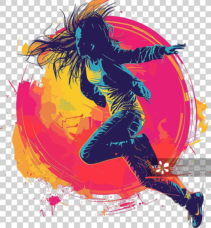 年轻女子跳舞剪影，充满活力图片素材