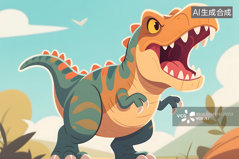 【AI数字艺术】卡通霸王龙咆哮图图片素材