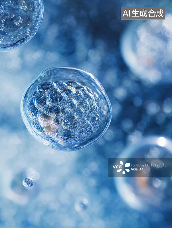 【AI数字艺术】半透明质感的分子结构图图片素材