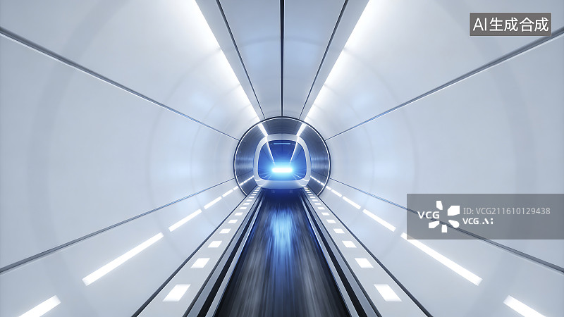 【AI数字艺术】未来感高速列车隧道场景图片素材