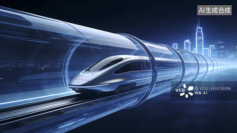 【AI数字艺术】未来真空管道高速列车图片素材