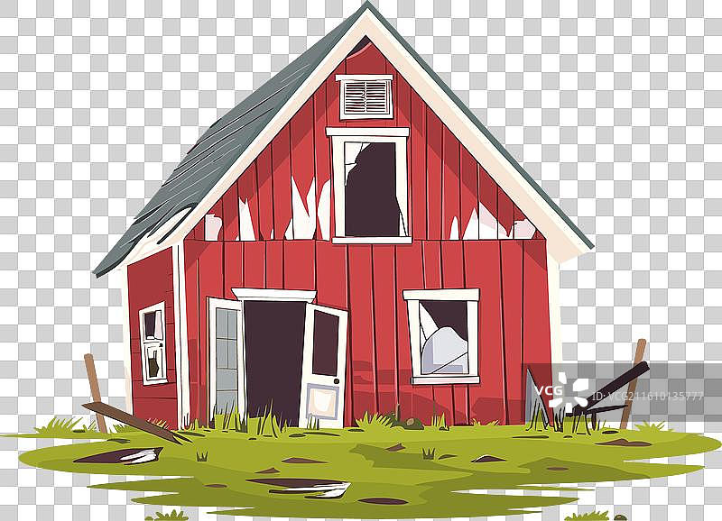 红色谷仓 废弃 破败 乡村 破损图片素材