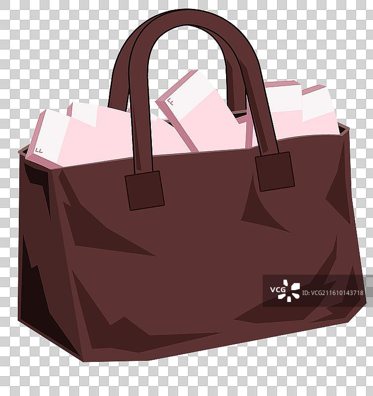 财富财产皮包包包金钱纸币卡通元素素材插画图片素材