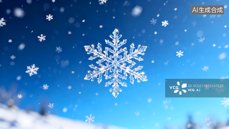【AI数字艺术】雪，雪花，冬天，冰花，圣诞图片素材