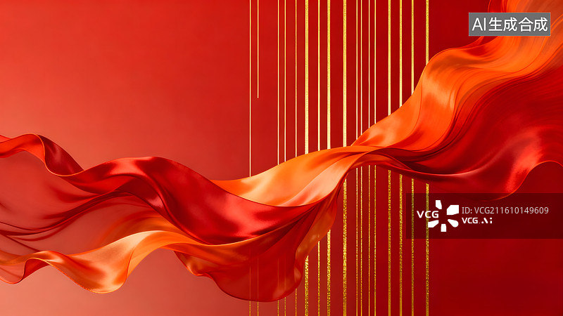 【AI数字艺术】红色渐变流动柔美丝绸绸子背景图片素材