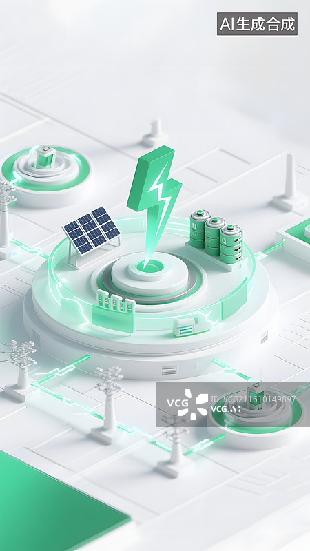 【AI数字艺术】2.5D 新能源电池电力设施设备图片素材