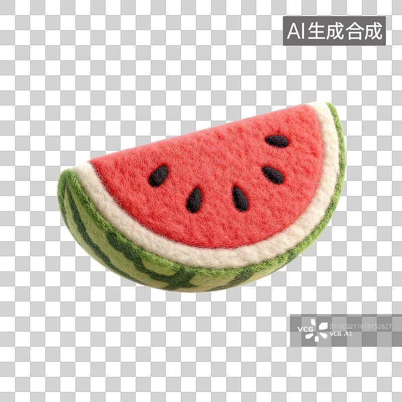 【AI数字艺术】手工毛毡西瓜切片图片素材