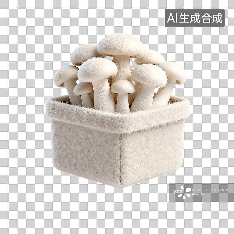 【AI数字艺术】毛毡盒中白色蘑菇图片素材