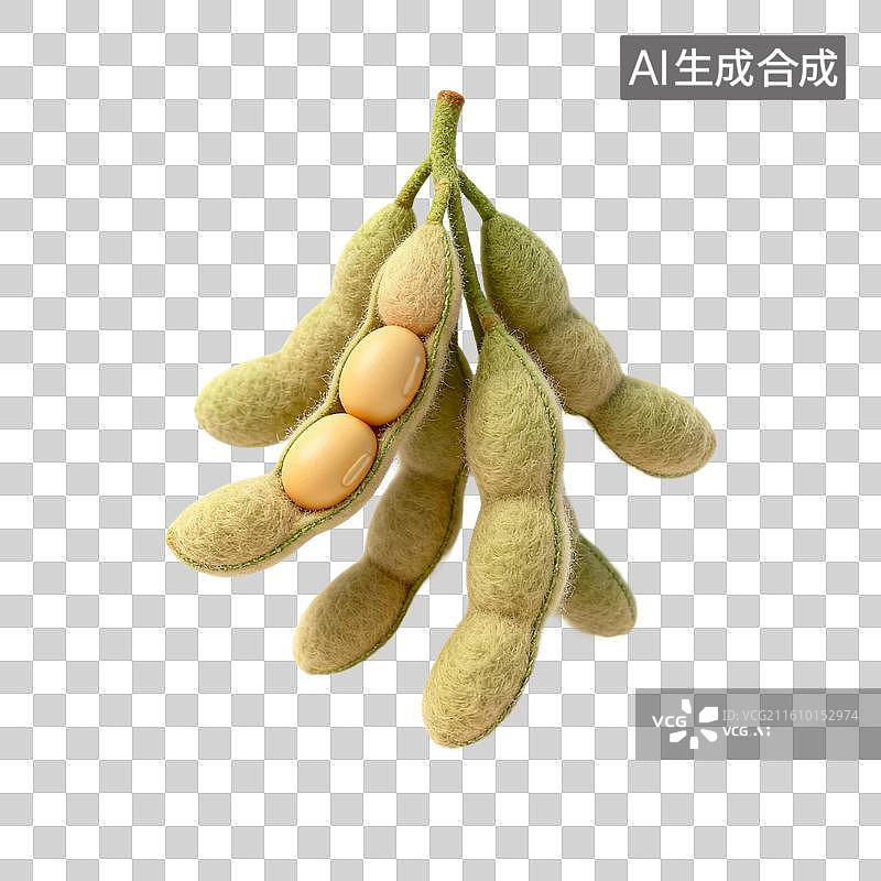 【AI数字艺术】毛毡艺术毛豆荚与豆粒图片素材