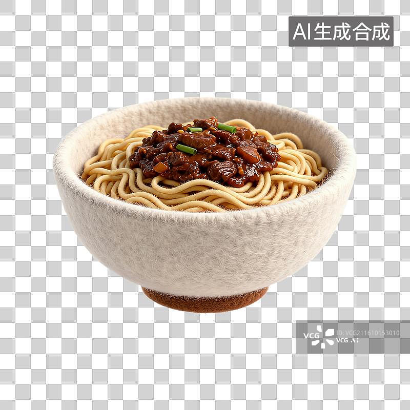 【AI数字艺术】羊毛碗装肉酱拌面图片素材