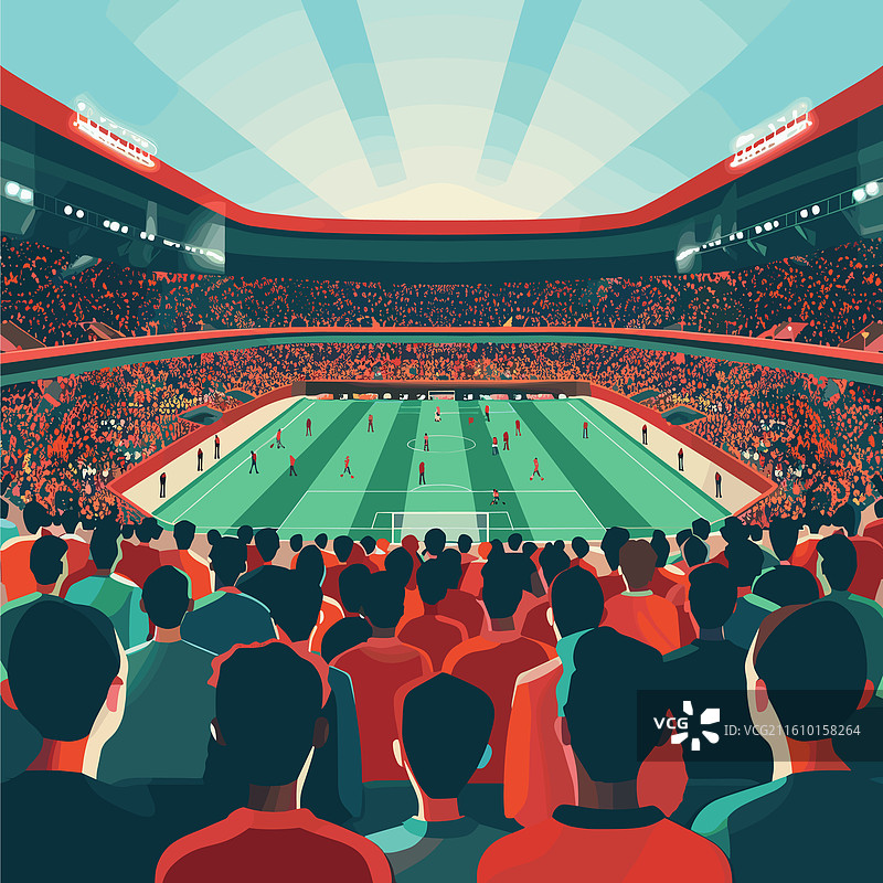 拥挤的足球场，热情球迷图片素材