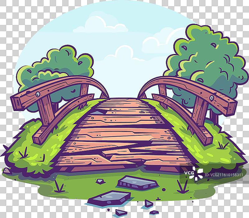 溪流上的木桥，宁静的自然环境图片素材