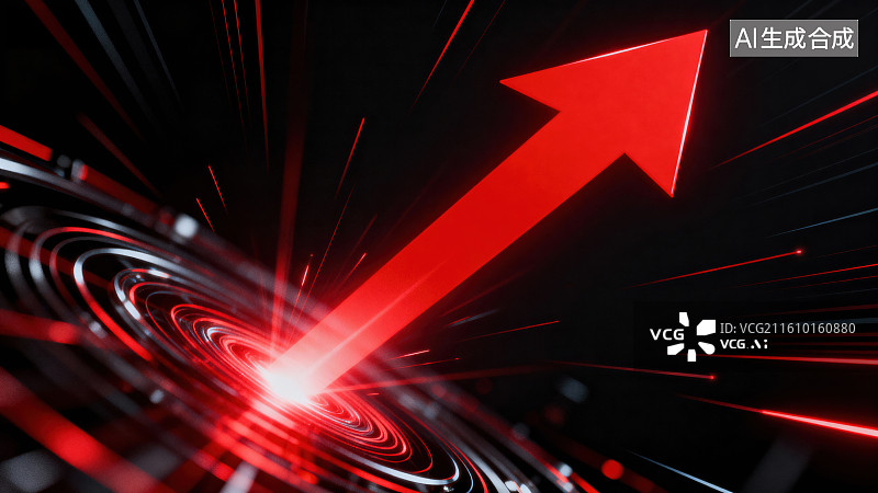 【AI数字艺术】红色向上箭头增长概念图图片素材