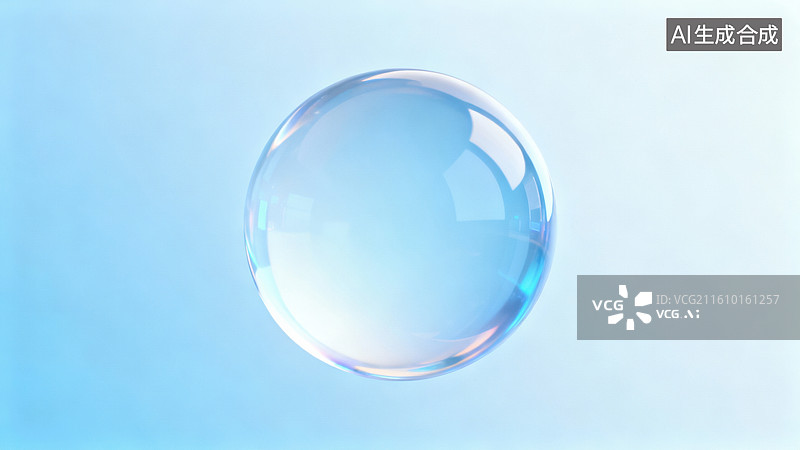 【AI数字艺术】蓝色背景上的透明肥皂泡图片素材