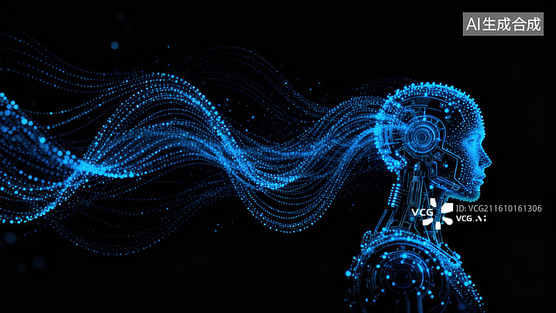 【AI数字艺术】数字神经网络人形AI概念艺术图片素材