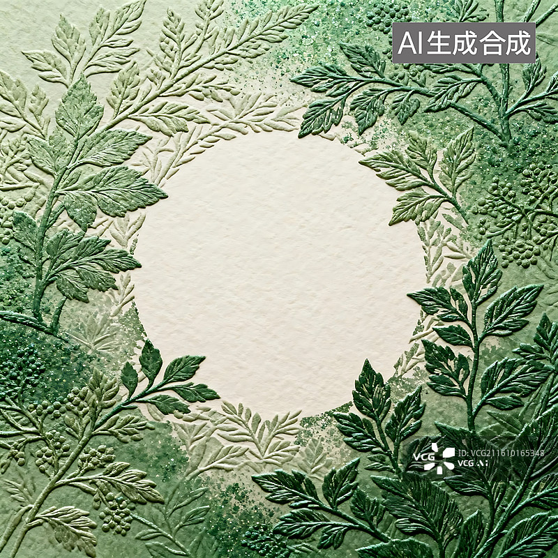 【AI数字艺术】植物主题圆圈造型压纹工艺背景图图片素材
