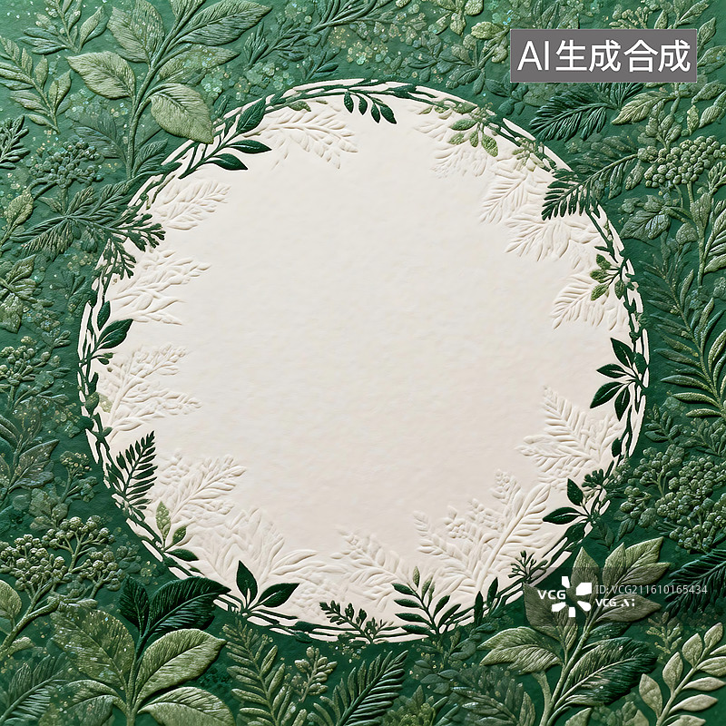 【AI数字艺术】植物主题圆圈造型压纹工艺背景图图片素材