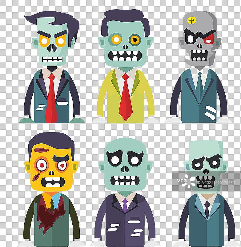 穿着西装的卡通僵尸商务人士图片素材