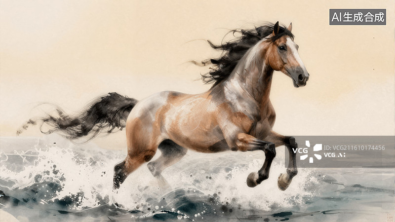 【AI数字艺术】奔马迎春贺新年图片素材