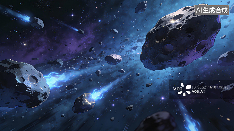 【AI数字艺术】宇宙星域与陨石群图片素材