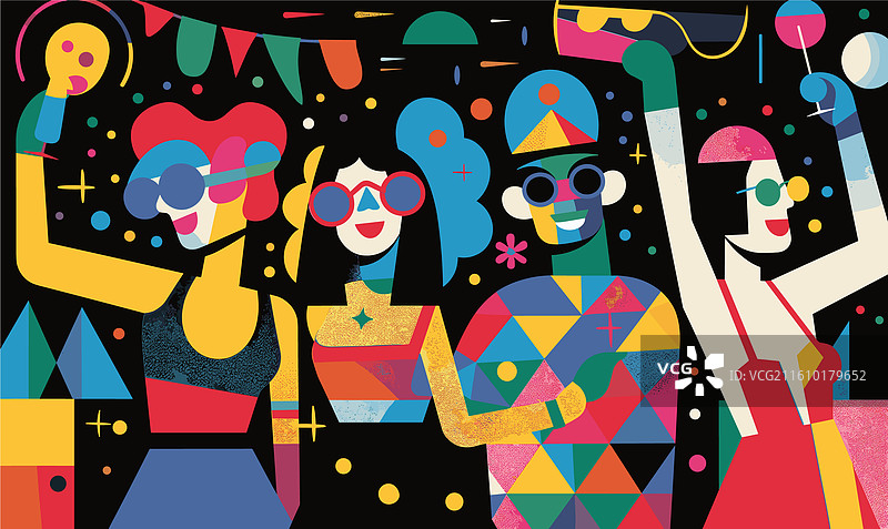 一群来自不同背景的年轻人在热闹的派对上庆祝图片素材