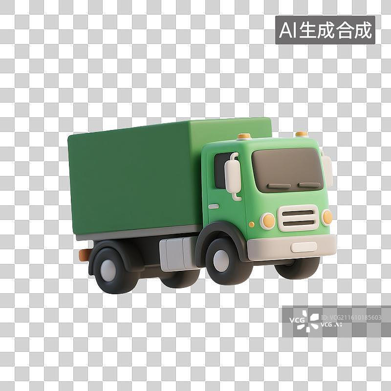 【AI数字艺术】3D渲染汽车，货车，卡车，快递，物流，公路运输，免抠元素图片素材