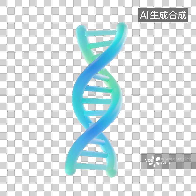【AI数字艺术】3D渲染，绿色透明质感，DNA，脱氧核糖核酸，生物科技，遗传学，免抠元素图片素材