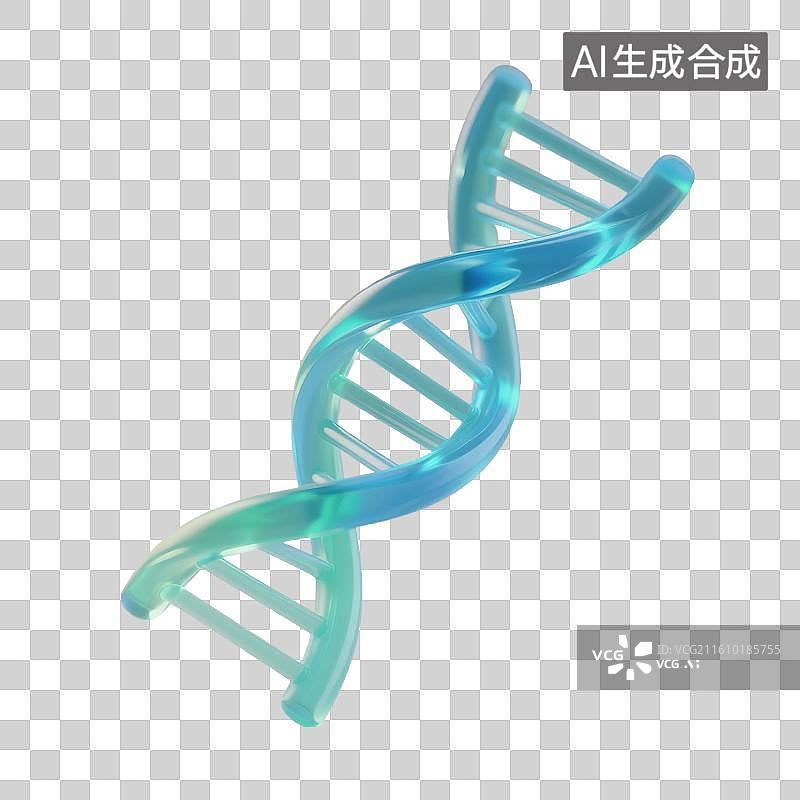 【AI数字艺术】3D渲染，绿色透明质感，DNA，脱氧核糖核酸，生物科技，遗传学，免抠元素图片素材