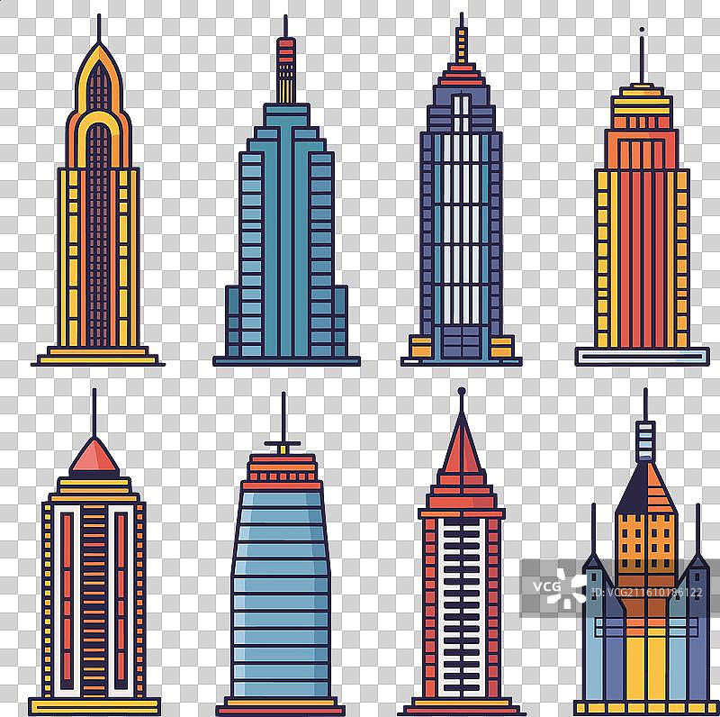 色彩缤纷的高楼大厦，各式各样图片素材