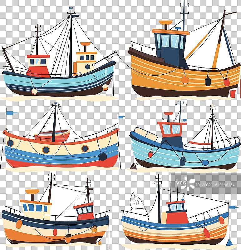 色彩鲜艳的渔船，充满艺术感图片素材