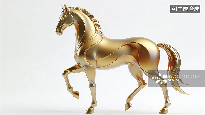 【AI数字艺术】金色3D飞马图片素材