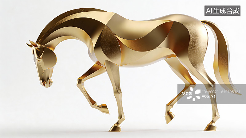 【AI数字艺术】金色3D飞马图片素材