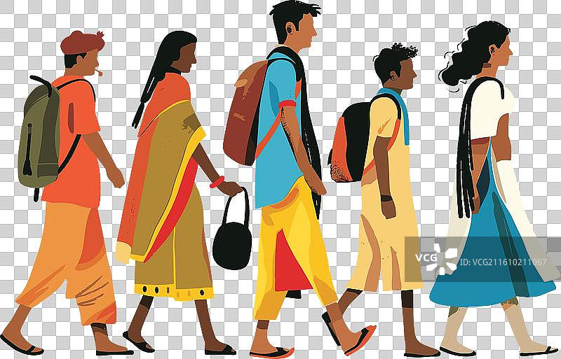 一群不同肤色的人们一起搬运东西行走图片素材