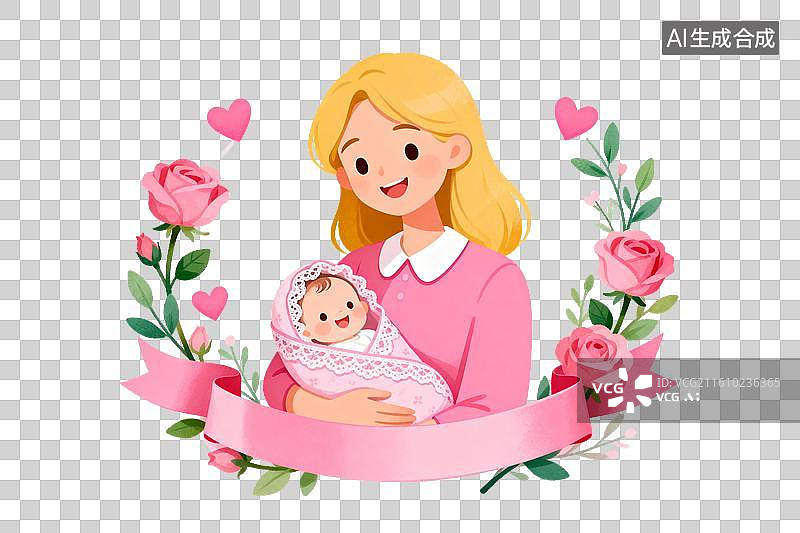 【AI数字艺术】母亲怀抱婴儿温馨场景图片素材