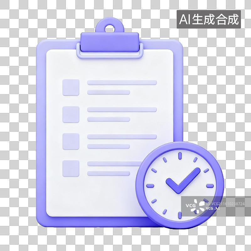 【AI数字艺术】剪贴板与时钟图标图片素材