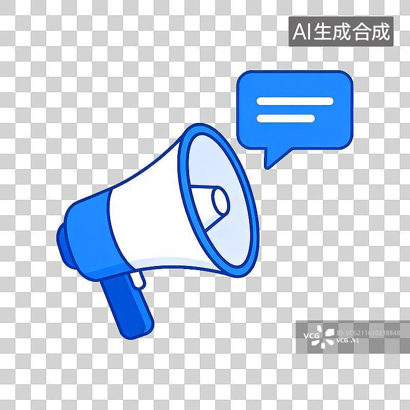 【AI数字艺术】蓝色扩音器与对话框图片素材