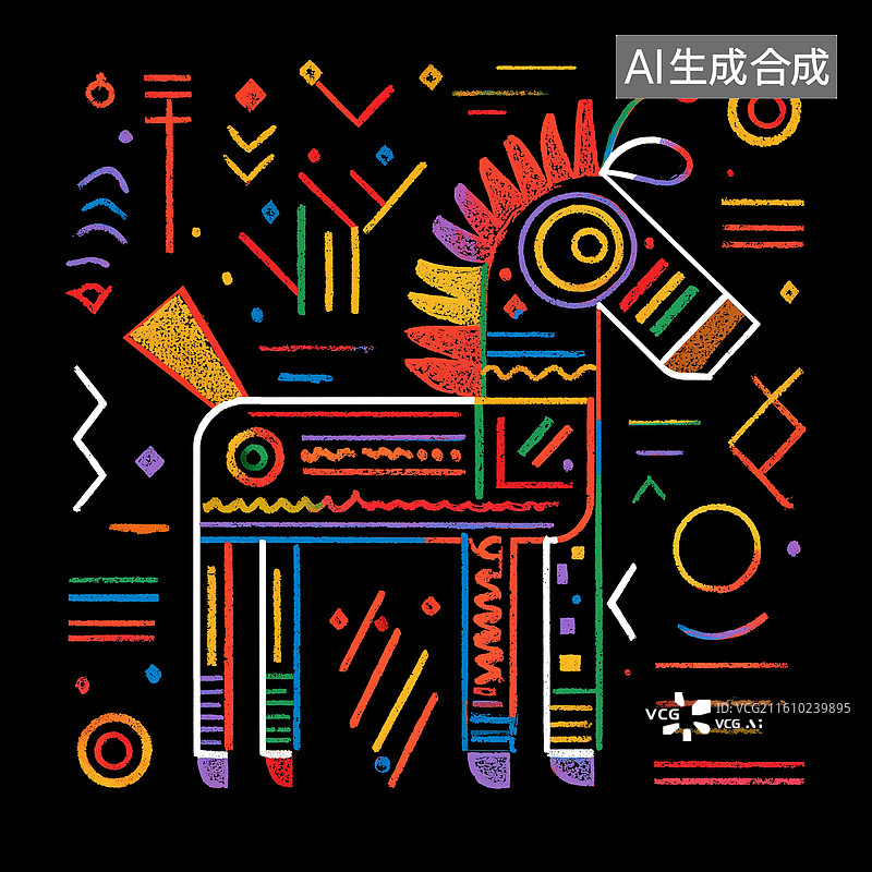 【AI数字艺术】极简符号小马图片素材