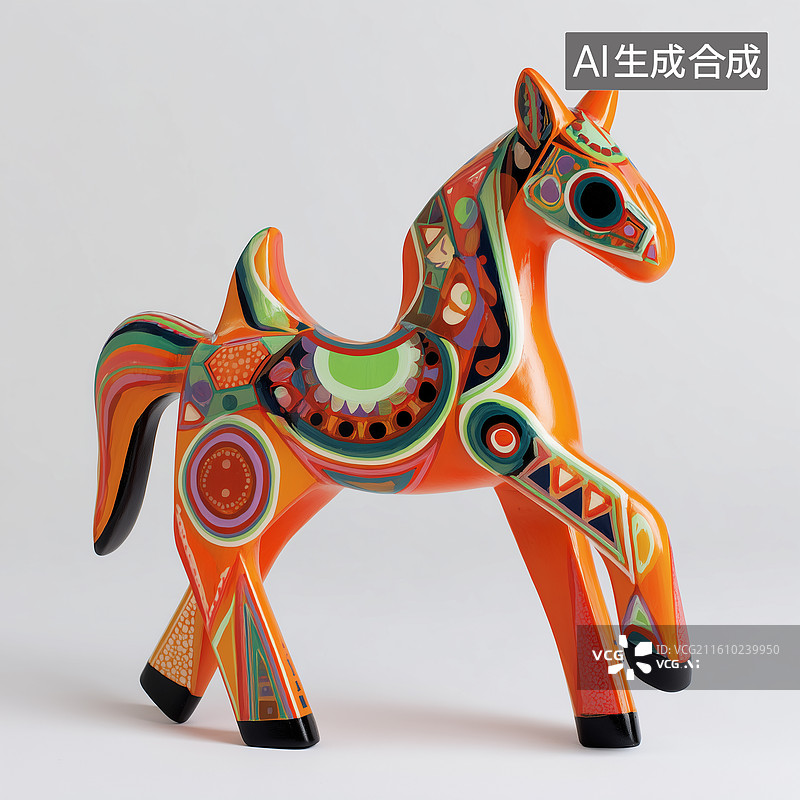 【AI数字艺术】高饱和几何小马图片素材